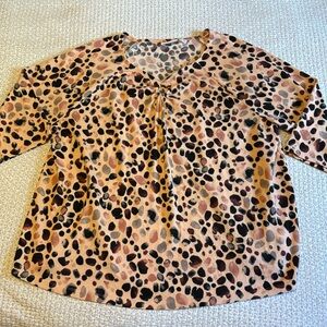 Denim & Co Spotted Print 3/4 Length Sleeve Top
